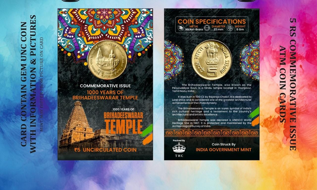 WhatsApp-Image-2025-08-06-at-15.27.37_88bc5ef9 5 Rs. 1000 years of Brihadeeshwarar Temple rare Commemorative Coin Card Special Edition - Image 1