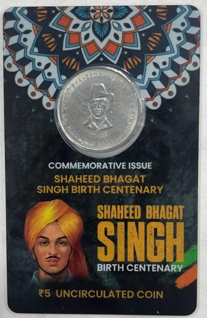 WhatsApp-Image-2025-11-07-at-4.17.30-PM-669x1024 5 Rs SHAHEED BHAGAT SINGH BIRTH CENTENARY COMMEMORATIVE ISSUE RARE COIN CARD SPECIAL EDITION - Image 1