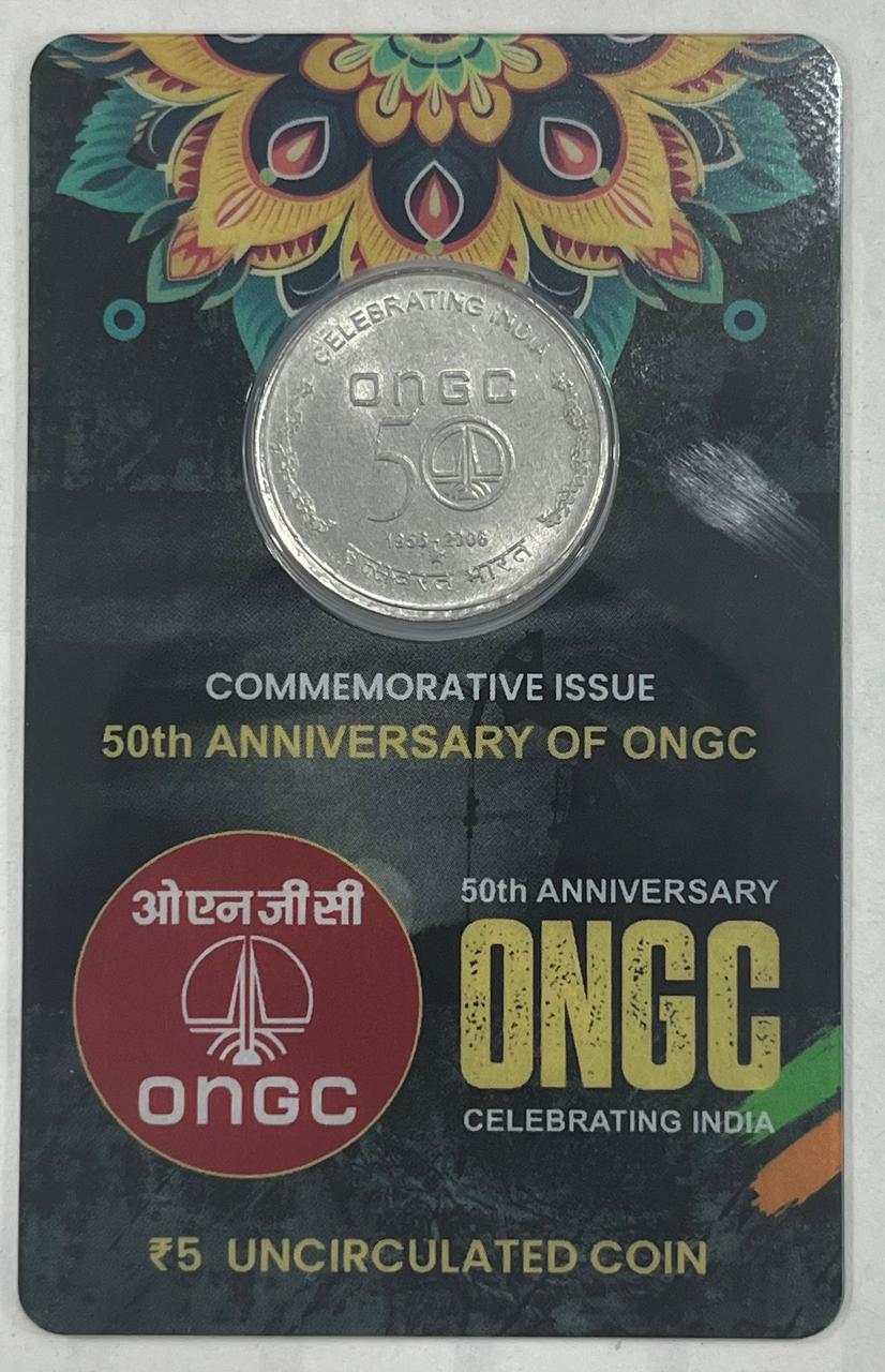 WhatsApp-Image-2025-11-07-at-5.11.39-PM 5 Rs ( 50th ANNIVERSARY OF ONGC CELEBRATING INDIA ) COMMEMORATIVE ISSUE RARE COIN CARD SPECIAL EDITION - Image 1