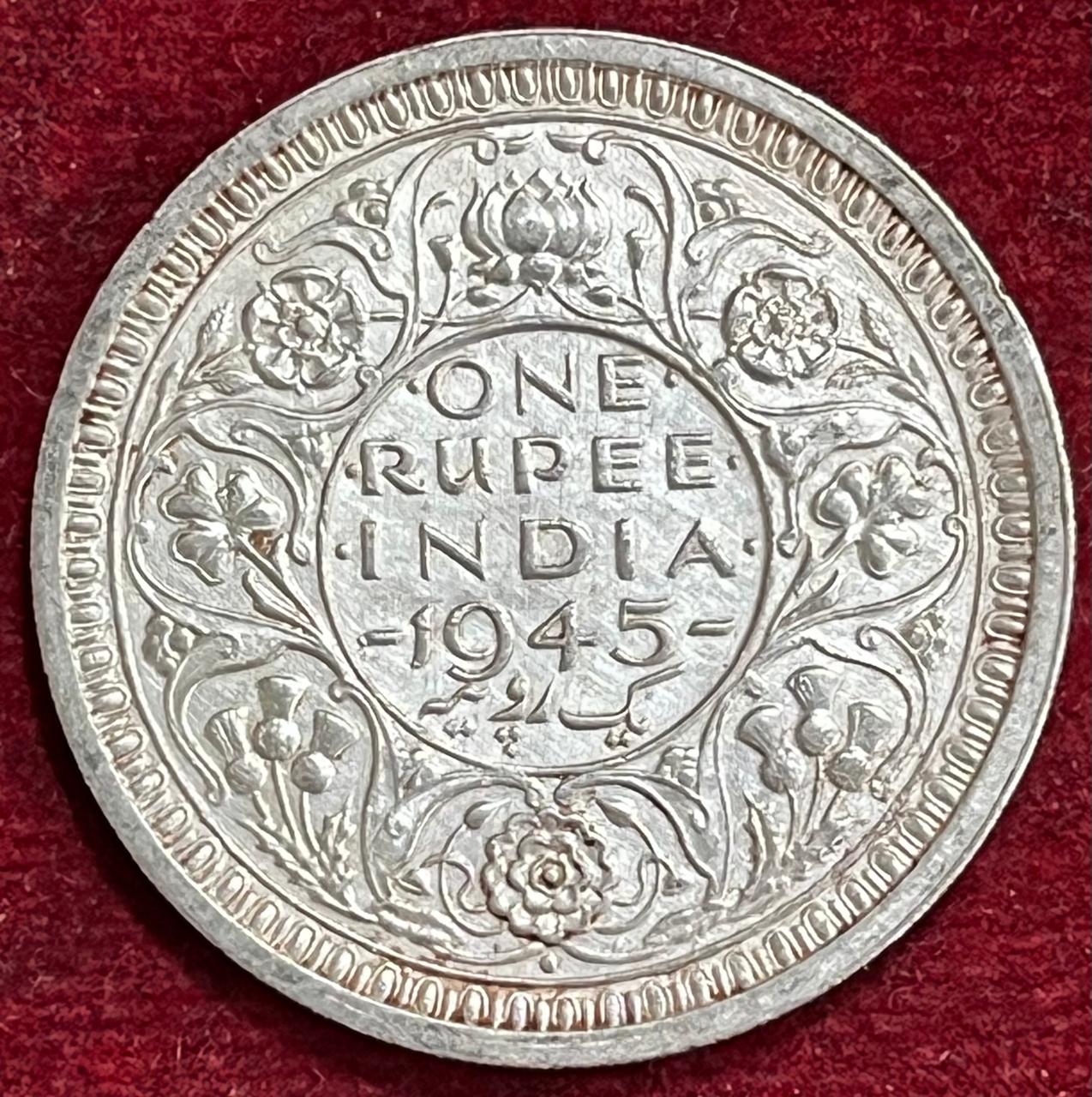 WhatsApp Image 2025-11-28 at 1.31.06 PM BRITISH INDIA 1 RUPEES -GEORGE VI 1945 RARE SILVER COIN #V-340 - Image 1