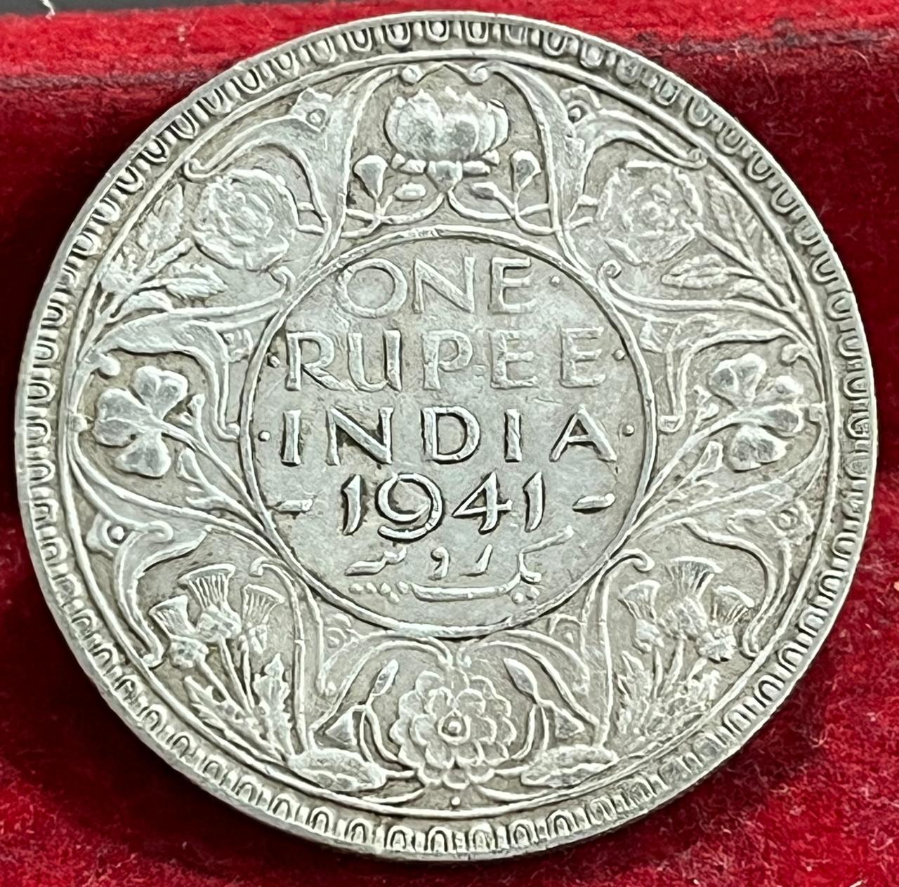 WhatsApp Image 2025-11-28 at 1.39.59 PM BRITISH INDIA 1 RUPEES -GEORGE VI 1941 RARE SILVER COIN #V-341 - Image 1
