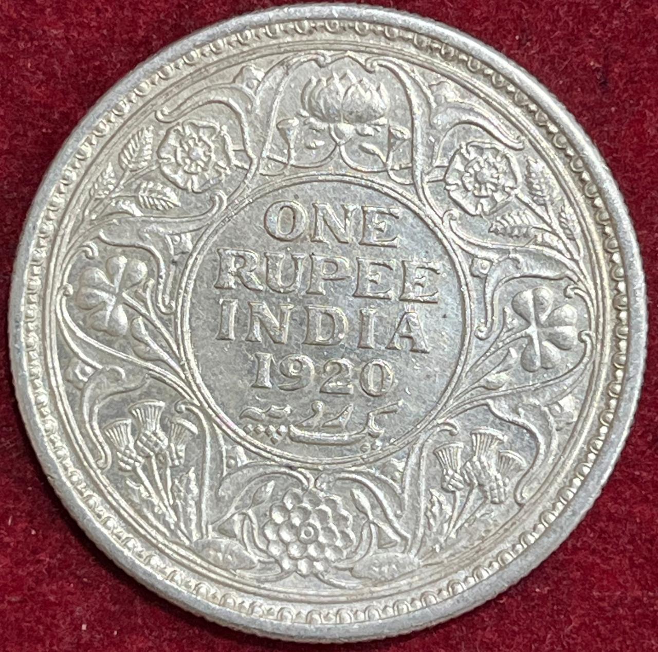 WhatsApp Image 2025-11-29 at 1.39.47 PM BRITISH INDIA 1 RUPEES GEORGE V 1920 RARE SILVER COIN #V-369 - Image 1