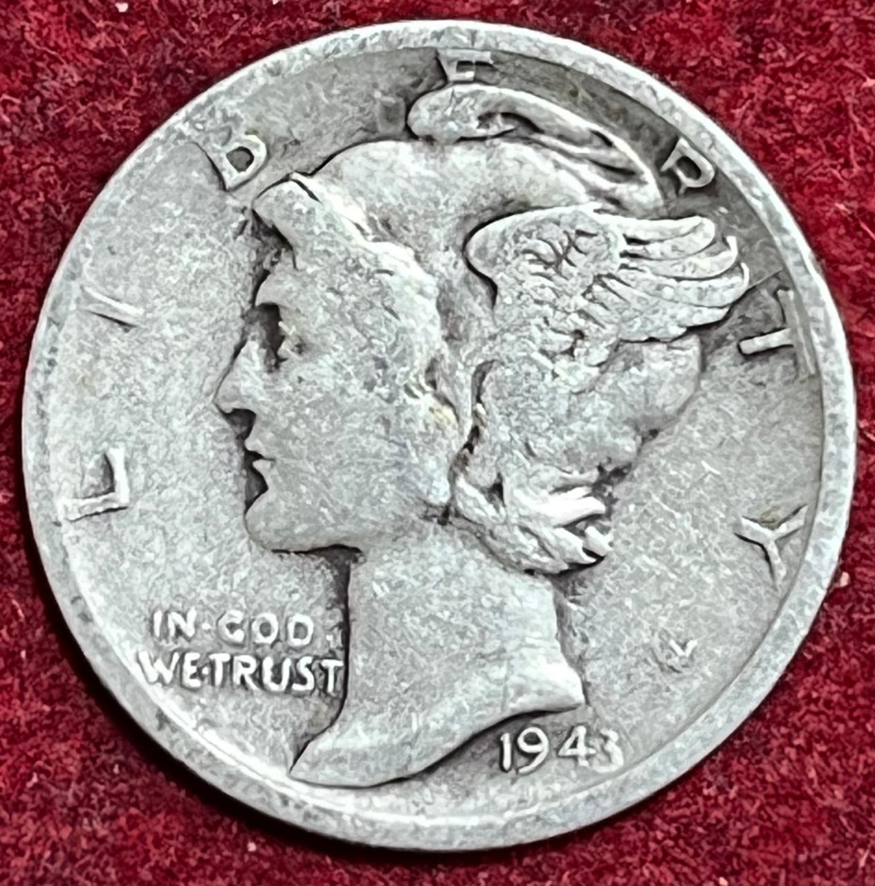 WhatsApp Image 2025-11-29 at 3.45.30 PM UNITED STATES 1 DIME 1943 MERCURY DIME RARE SILVER COIN #V-378 - Image 1
