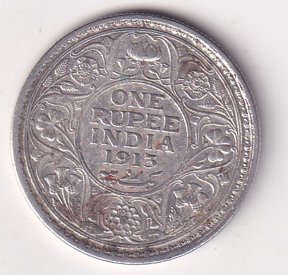 IMG_20251202_0011 India - British 1 Rupee 1913 - George V RARE SILVER COIN #V-392 - Image 1