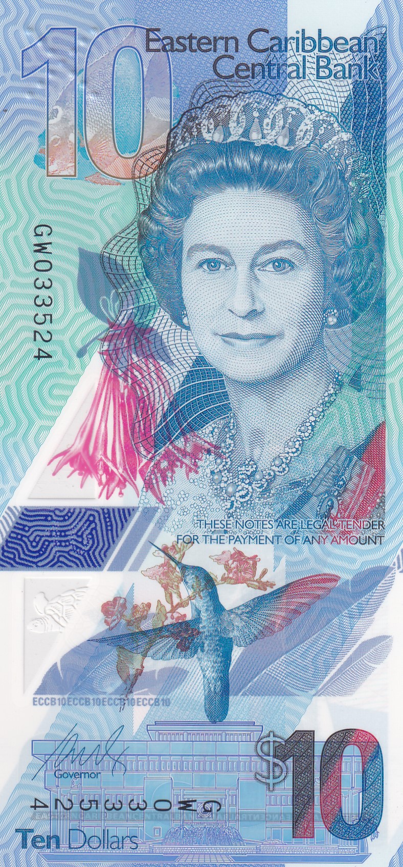 IMG_20260214_0006 Eastern Caribbean States 10 Dollars Rare Polymer Mote - Image 1