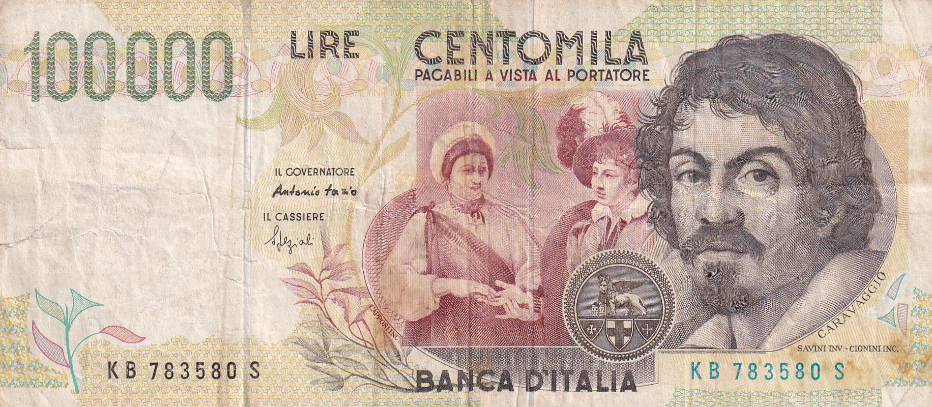 IMG_20260227_0023 Italy 100 000 Lire Caravaggio (2nd type) Rare World Note - Image 1