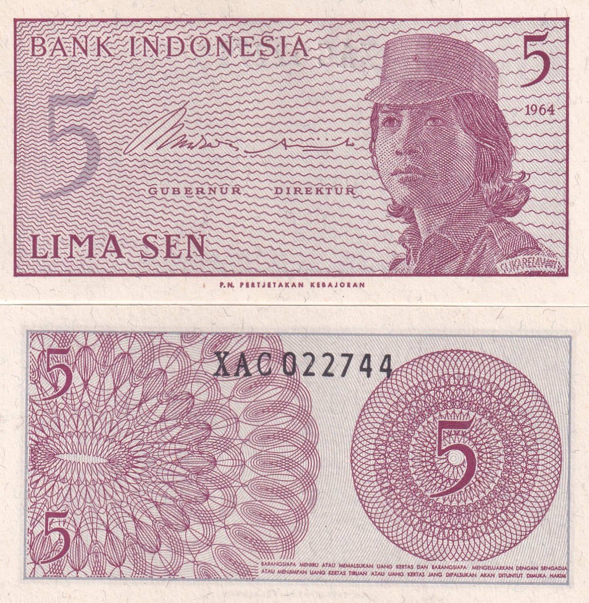 IMG_20260303_0007 Indonesia 5 Sen Rare GEM UNC Note #Q - Image 1