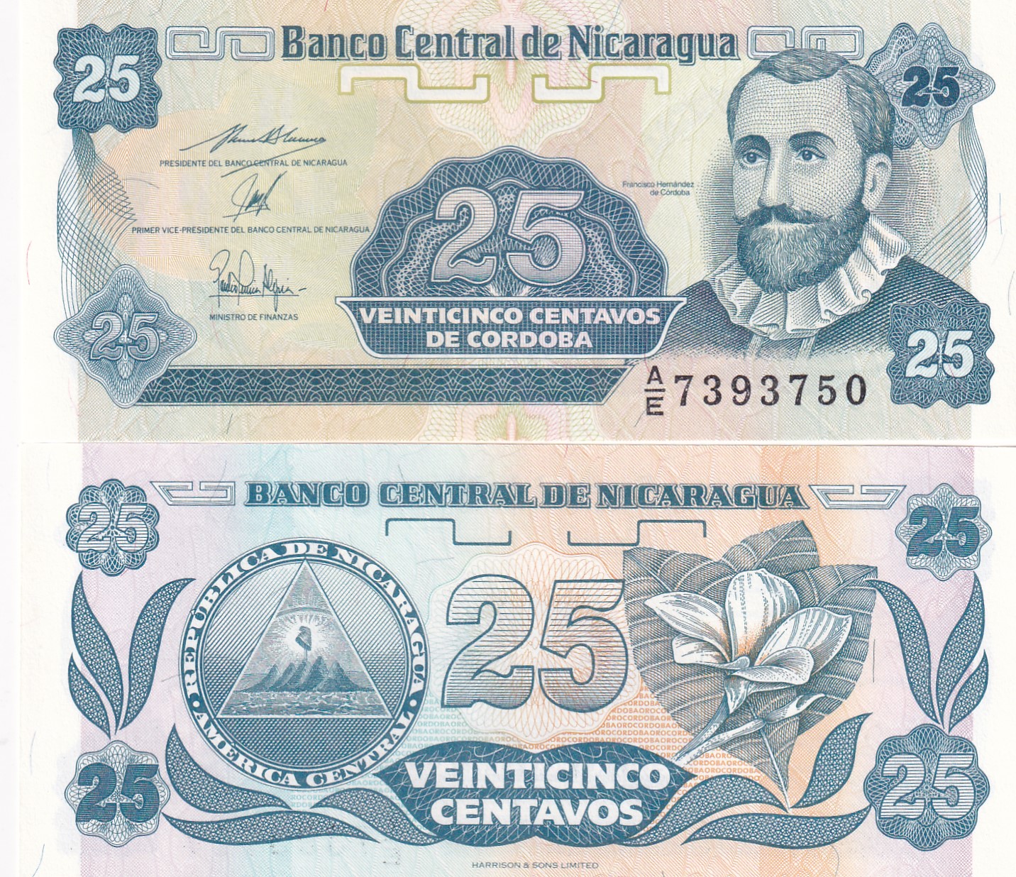IMG_20260303_0018 Nicaragua 25 Centavos Rare GEM UNC Note #Q - Image 1