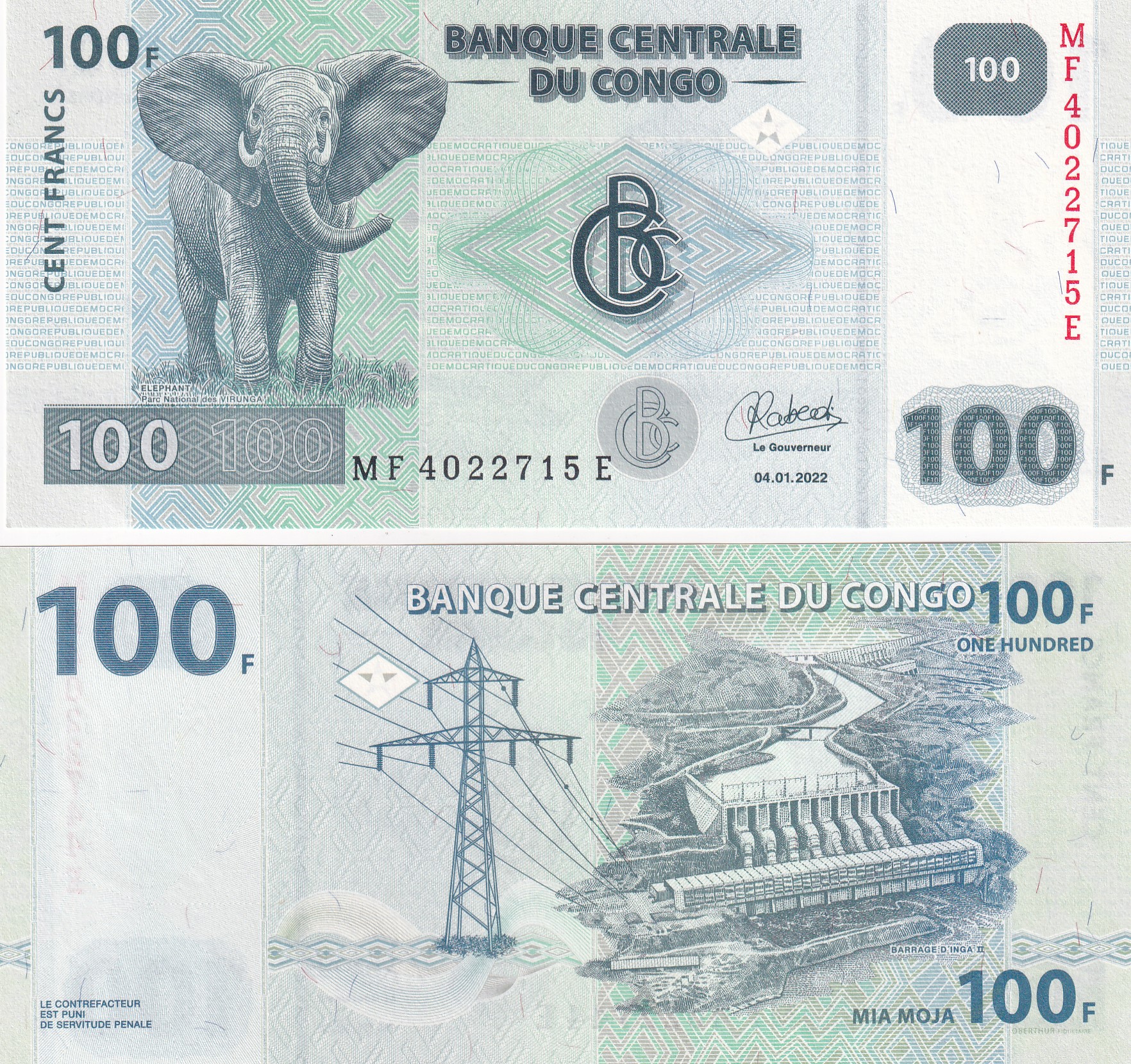 IMG_20260303_0035 Congo 100 Francs Rare GEM UNC Note #Q - Image 1