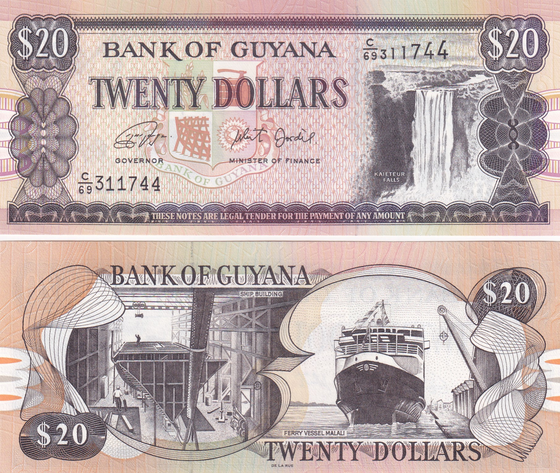 IMG_20260303_0036 Guyana 20 Dollars Rare GEM UNC Note #Q - Image 1