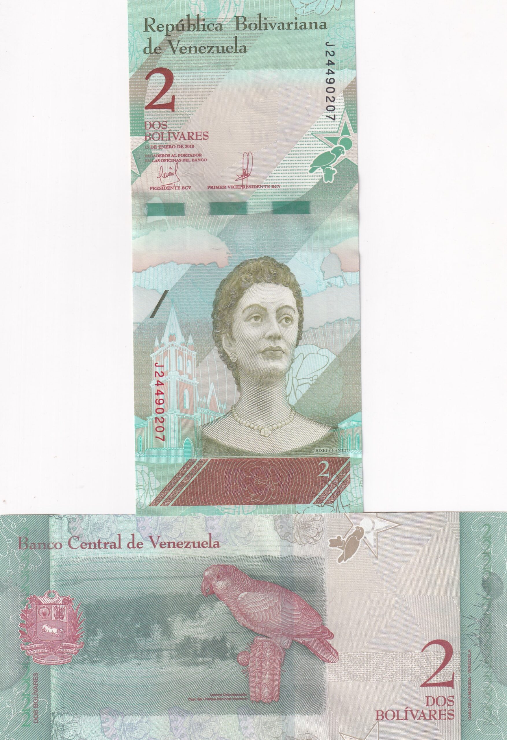 IMG_20260303_0040 Venezuela 2 Bolívares Rare GEM UNC Note #Q - Image 1