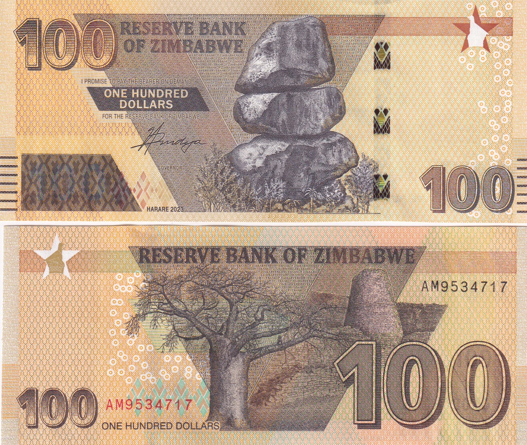 IMG_20260303_0042 Zimbabwe 100 Dollars Rare GEM UNC Note #Q - Image 1