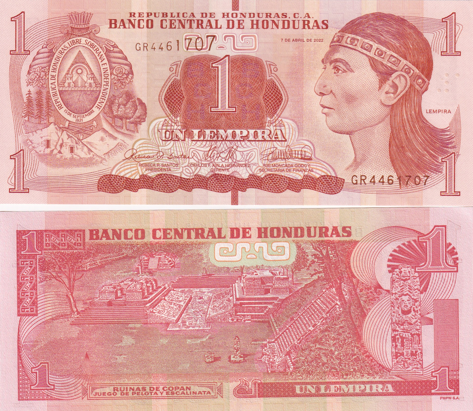 IMG_20260303_0054 Honduras 1 Lempira Rare GEM UNC Note#Q - Image 1