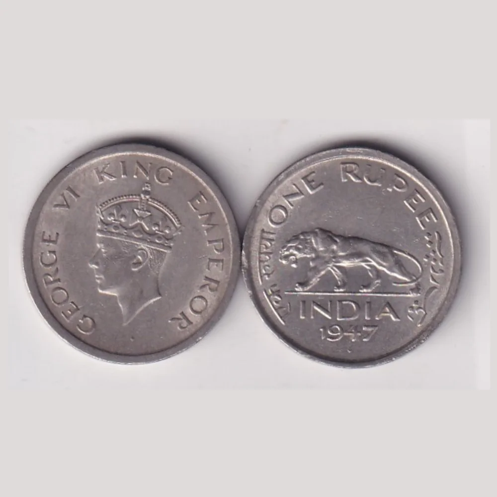 INDIA 1947 India - British 1 Rupee 1947 - George VI Rare Coin - Image 1
