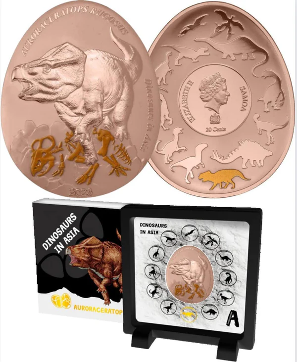57be1270-AURORACERATOPS-RUGOSUS 2023 Samoa – Dinosaurs in Asia Series – AURORACERATOPS RUGOSUS Proof Coin Pack - Image 1