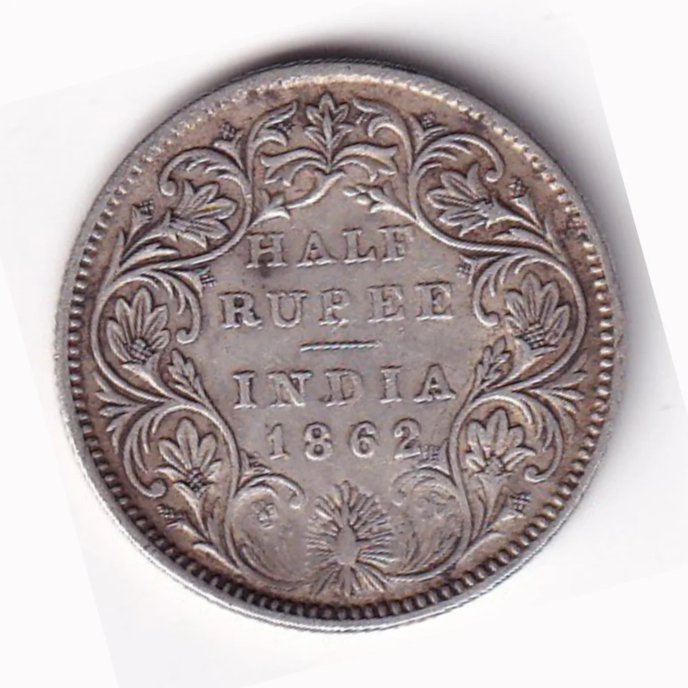 British-India India - British ½ Rupee 1862 - Victoria Rare High Grade Silver Coin - Image 1