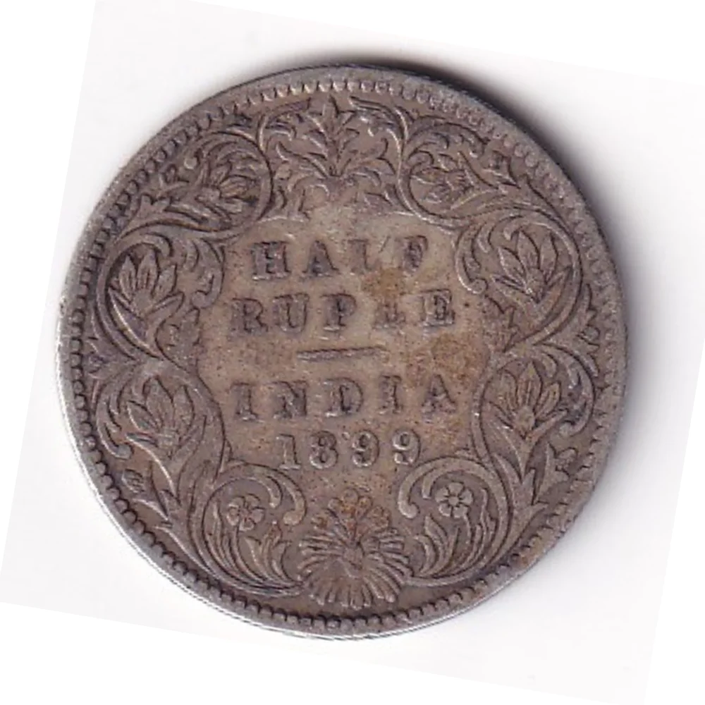 Victoria (2) India - British ½ Rupee 1899 - Victoria Rare Silver Coin - Image 1