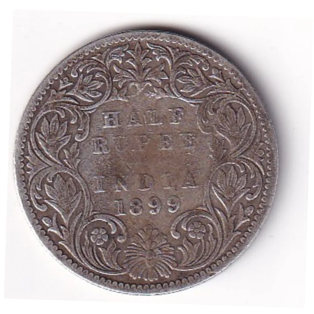 Victoria (4) India - British ½ Rupee 1899 - Victoria Rare Silver Coin - Image 1