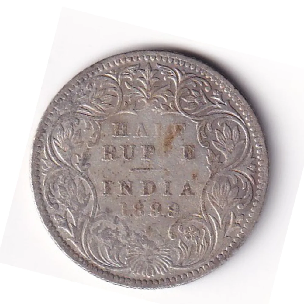 Victoria India - British ½ Rupee 1899 - Victoria Rare Silver Coin - Image 1