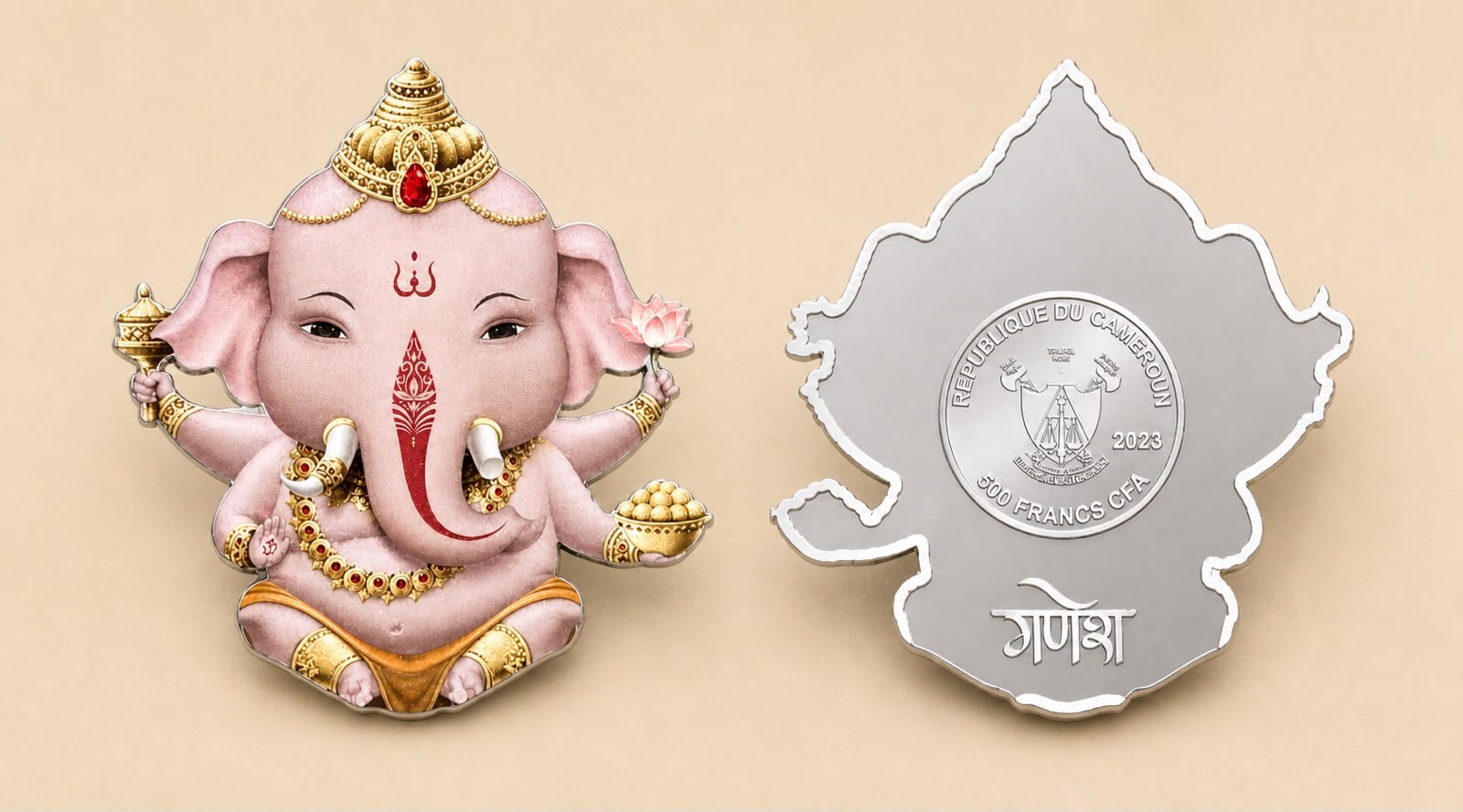 WhatsApp Image 2026-08-05 at 1.44.36 PM Cameroon 500 Francs 2023 CFA Ganesha (Silver (.999) Weight 10 g) Rare Beautiful Coin Set - Image 1